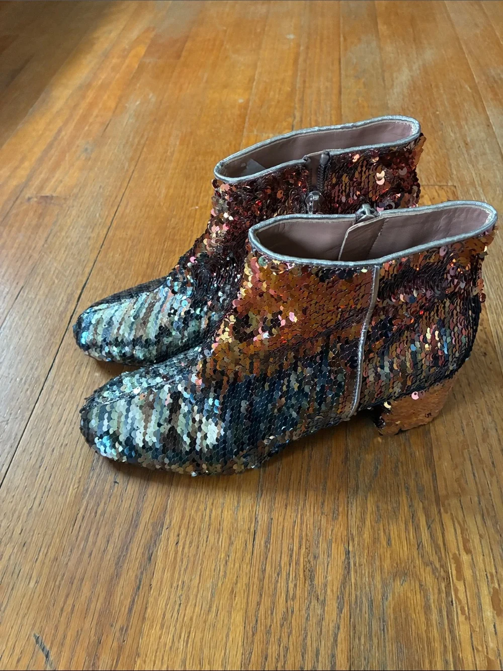 Pollini Sequin Block Heel Ankle Boot - Multicolor size 39 US 8.5